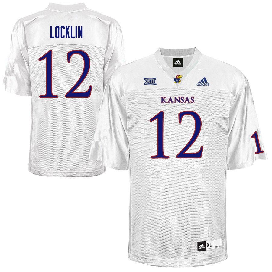 Men #12 Torry Locklin Kansas Jayhawks College Football Jerseys Sale-White